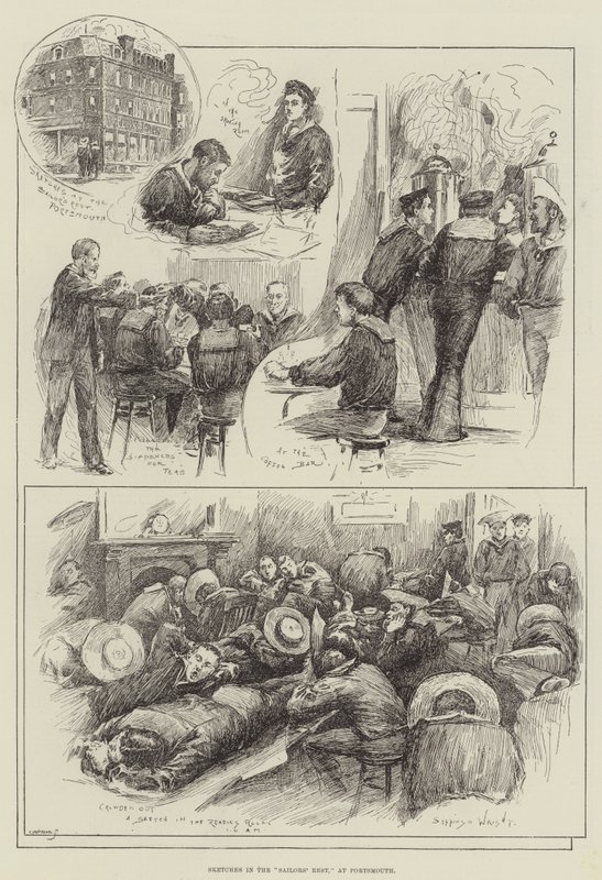 Vázlatok a tengerészek pihenőjében, Portsmouthban alkotó: Henry Charles Seppings Wright