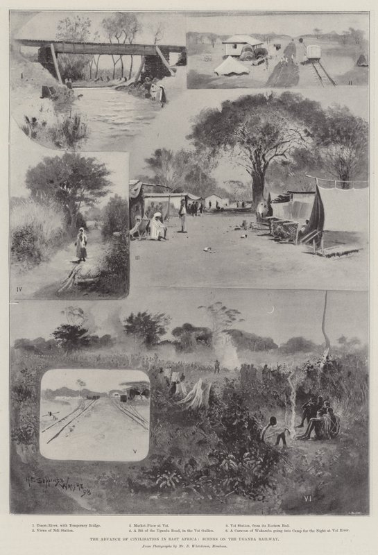 A civilizáció előrehaladása Kelet-Afrikában, Jelenetek az ugandai vasúton alkotó: Henry Charles Seppings Wright
