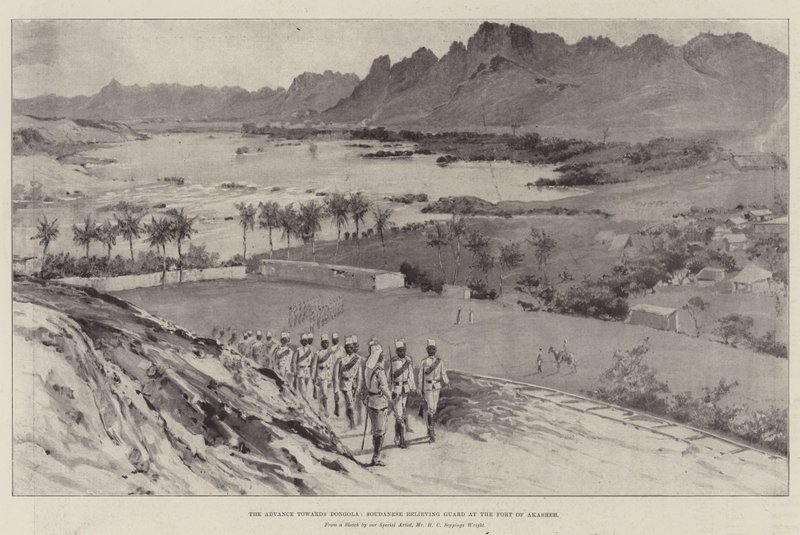 Az előrenyomulás Dongola felé, Soudanese Reliving Guard Akasheh erődjénél alkotó: Henry Charles Seppings Wright