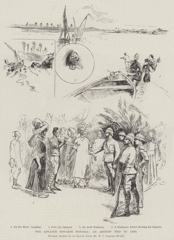Az Advance to Dongola, művészek kirándulása Abriba alkotó: Henry Charles Seppings Wright
