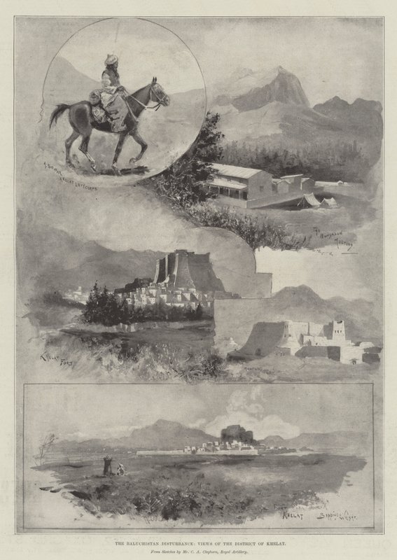 A beludzsisztáni zavargások, a Khelat körzet nézetei alkotó: Henry Charles Seppings Wright