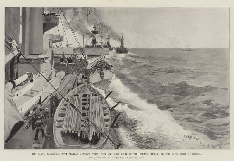A haditengerészeti manőverek Rawson admirális flottájával, az ellenség első és egyetlen cirkálói pillantása Írország déli partjainál alkotó: Henry Charles Seppings Wright
