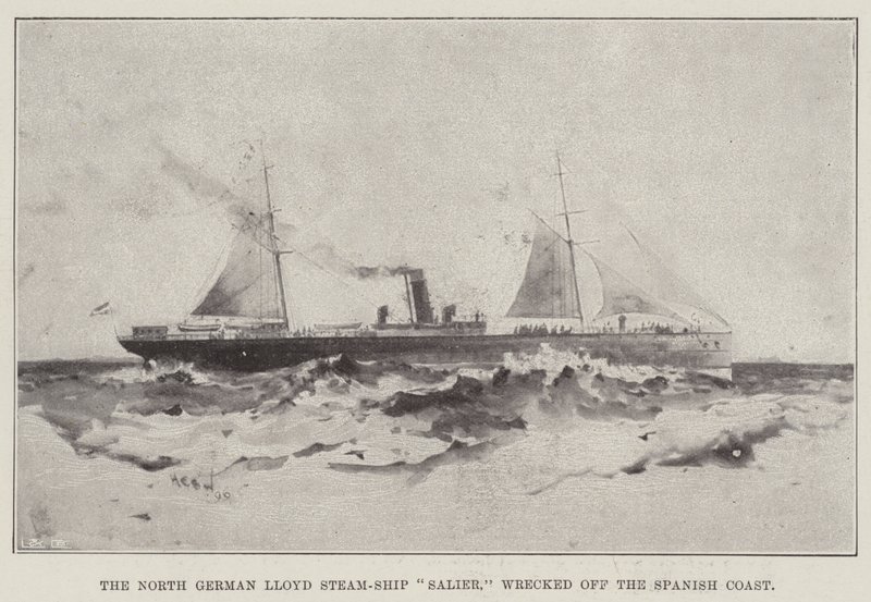 Az észak-német Lloyd Salier gőzhajó tönkrement a spanyol partoknál alkotó: Henry Charles Seppings Wright
