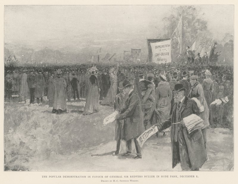 Népszerű tüntetés Sir Redvers Buller tábornok javára a Hyde Parkban, december 1 alkotó: Henry Charles Seppings Wright