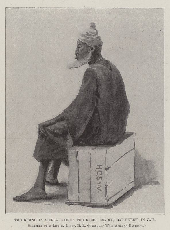 A felkelés Sierra Leonéban, a lázadók vezetője, Bai Bureh a börtönben alkotó: Henry Charles Seppings Wright