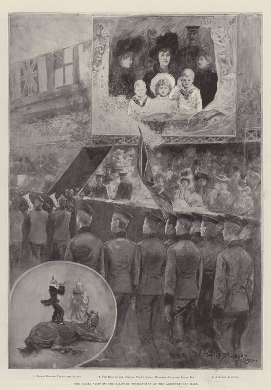 A királyi látogatás a katonai tornán a Mezőgazdasági Csarnokban alkotó: Henry Charles Seppings Wright