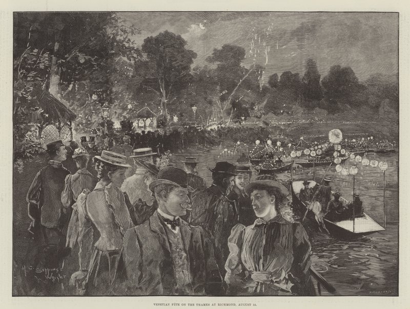 Velencei ünnepség a Temzén Richmondban, augusztus 15 alkotó: Henry Charles Seppings Wright