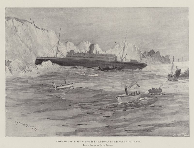A P és O Steamer Sobraon roncsa a Tung Ying-szigeten alkotó: Henry Charles Seppings Wright
