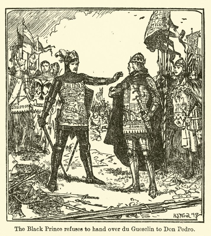 A Fekete Herceg nem hajlandó átadni du Guesclint Don Pedrónak. alkotó: Henry Justice Ford