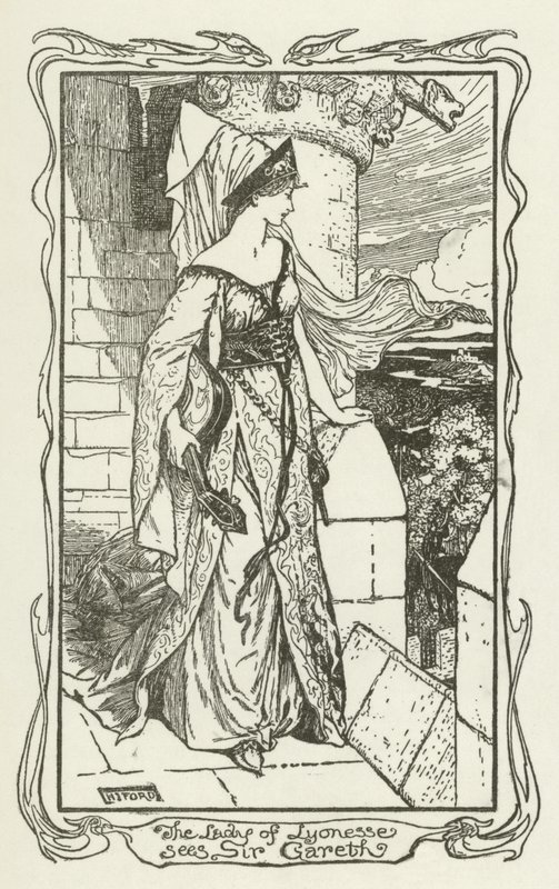 Lyonesse úrnője látja Sir Gareth-et alkotó: Henry Justice Ford