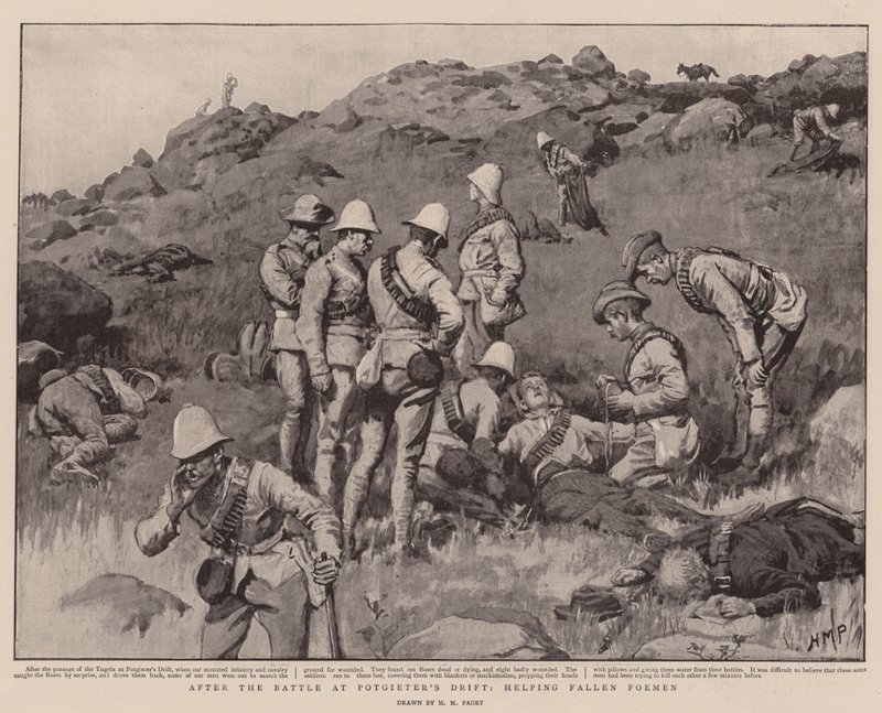 A Potgieters Driftnél vívott csata után a Fallen For Men segítése alkotó: Henry Marriott Paget