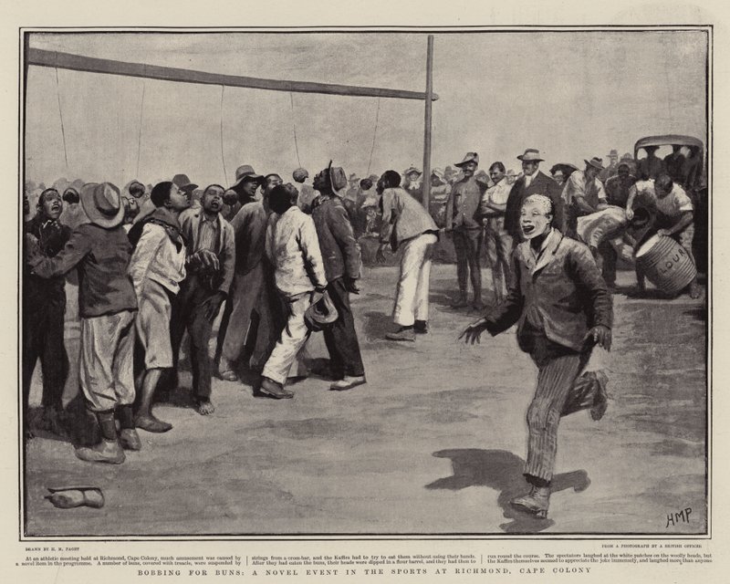 Bobbing for Buns, egy újszerű esemény a sportban Richmondban, Cape Colonyban alkotó: Henry Marriott Paget