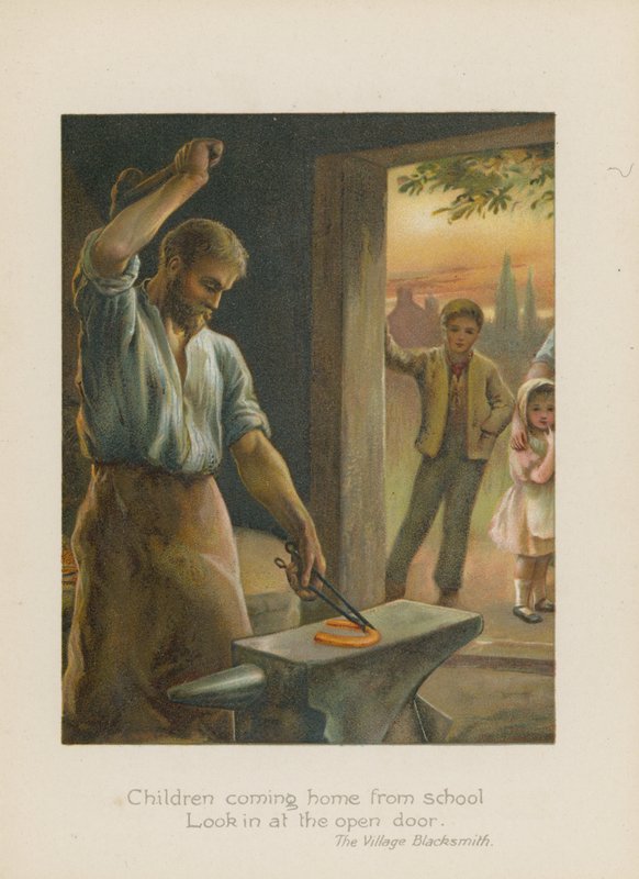Az iskolából hazatérő gyerekek a nyitott ajtón néznek be (chromolitho) alkotó: Henry Marriott Paget