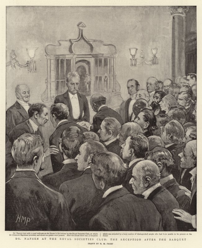 Dr. Nansen a Royal Societies Clubban, a bankett utáni fogadáson alkotó: Henry Marriott Paget