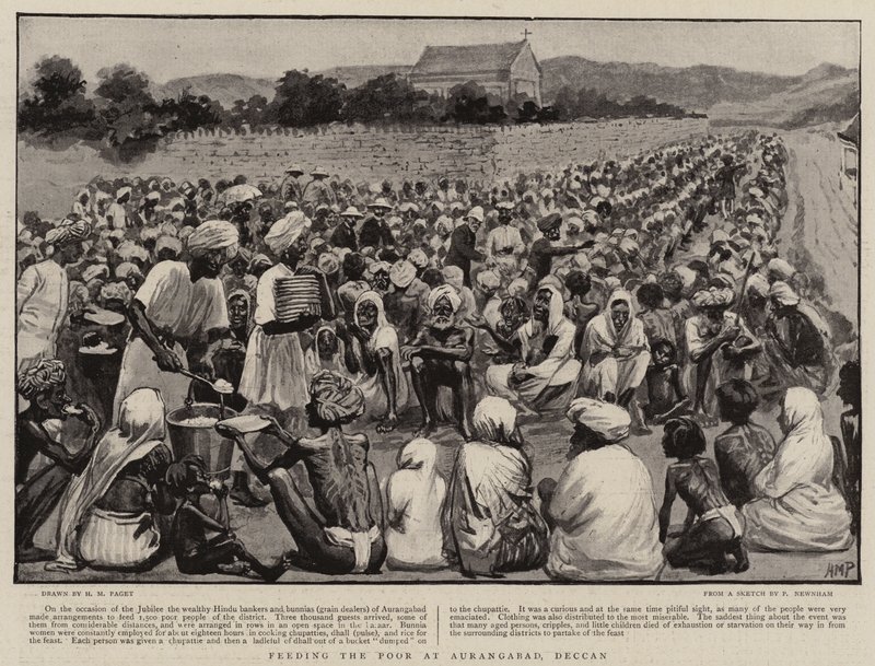 A szegények etetése Aurangabadban, Dekkánban alkotó: Henry Marriott Paget