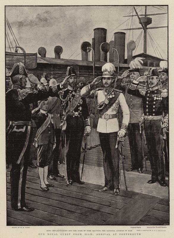 Királyi vendégünk Sziámból, érkezés Portsmouthba alkotó: Henry Marriott Paget