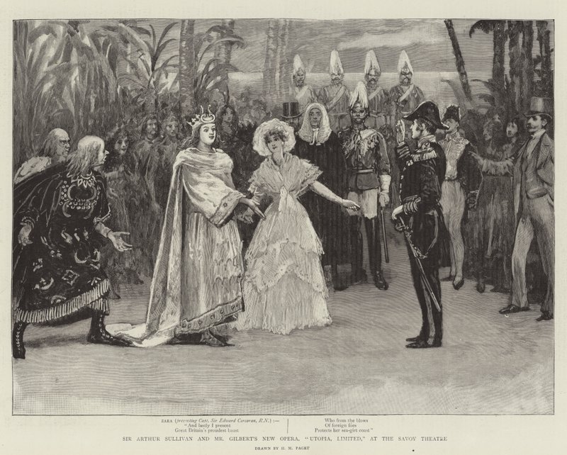 Sir Arthur Sullivan és Gilbert úr Új operája, Utopia, Limited, a Savoy Theatre-ben alkotó: Henry Marriott Paget