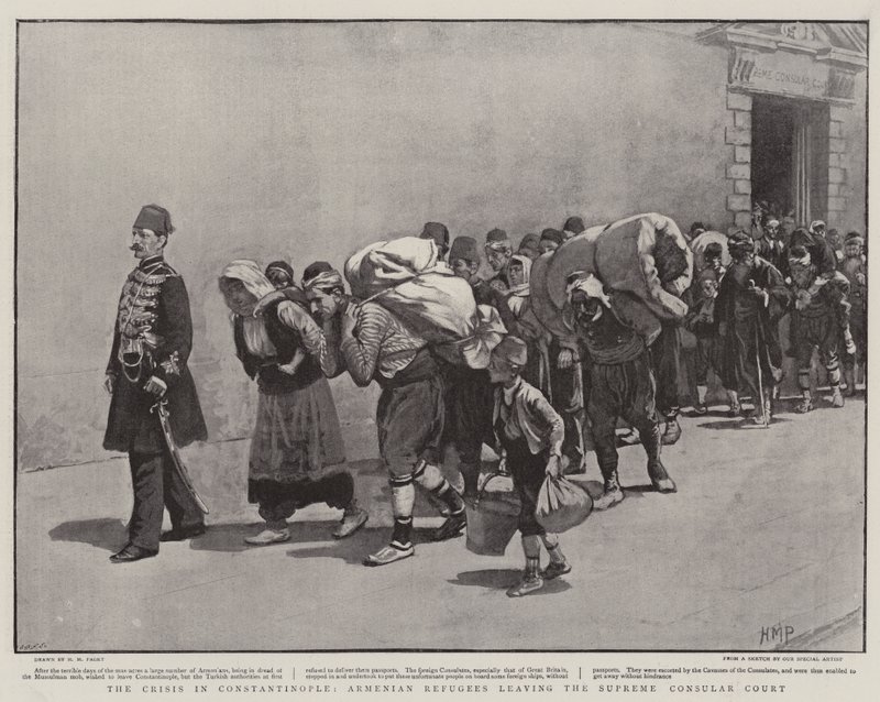 A konstantinápolyi válság, az örmény menekültek elhagyják a Legfelsőbb Konzuli Bíróságot alkotó: Henry Marriott Paget