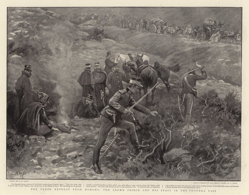 A görög visszavonulás Domokótól, a koronaherceg és munkatársai a Phourka-hágóban alkotó: Henry Marriott Paget