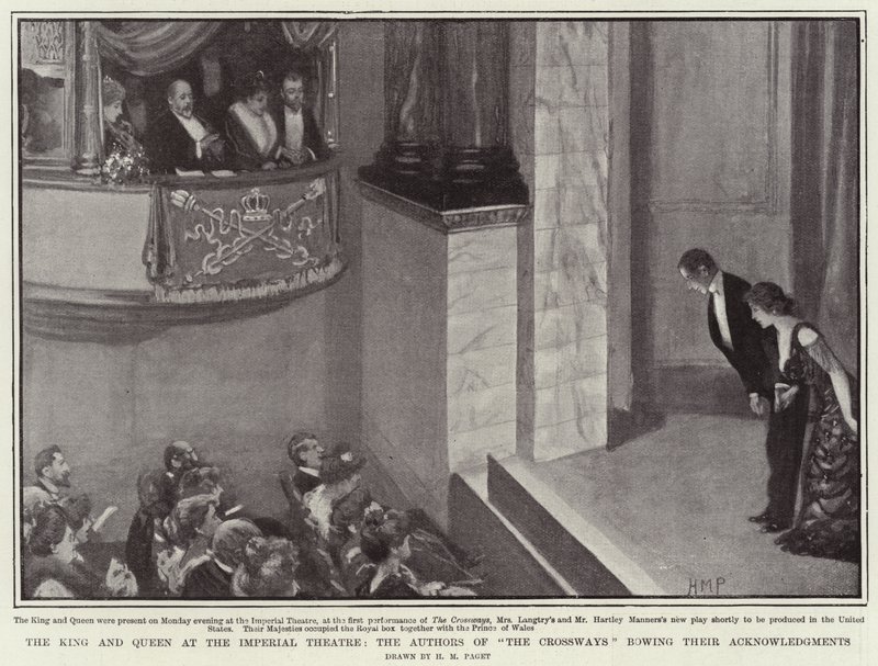 A király és a királynő a császári színházban, a The Crossways szerzői köszönetet mondanak alkotó: Henry Marriott Paget