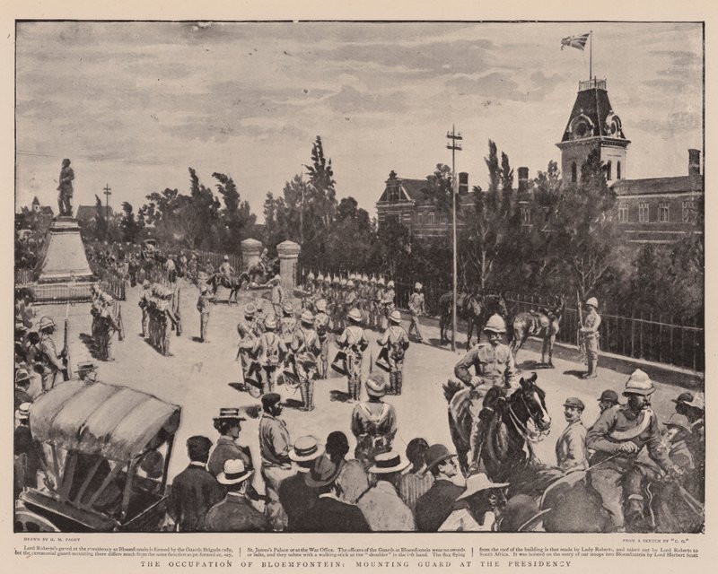 Bloemfontein megszállása, a gárda az elnökségnél alkotó: Henry Marriott Paget