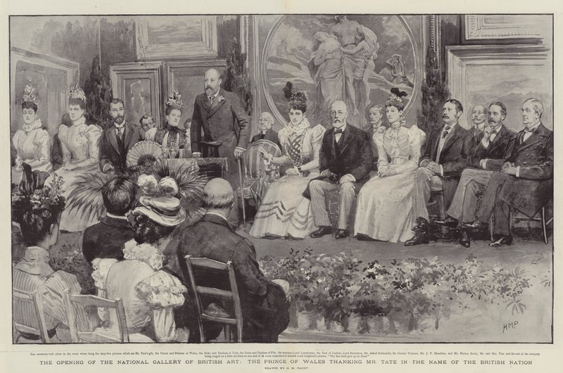 A Brit Művészeti Galéria megnyitása, a walesi herceg a brit nemzet nevében köszönetet mond Tate úrnak alkotó: Henry Marriott Paget
