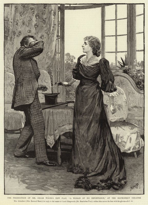 Oscar Wilde új darabjának, az Egy jelentéktelen nőnek a produkciója a Haymarket Színházban alkotó: Henry Marriott Paget