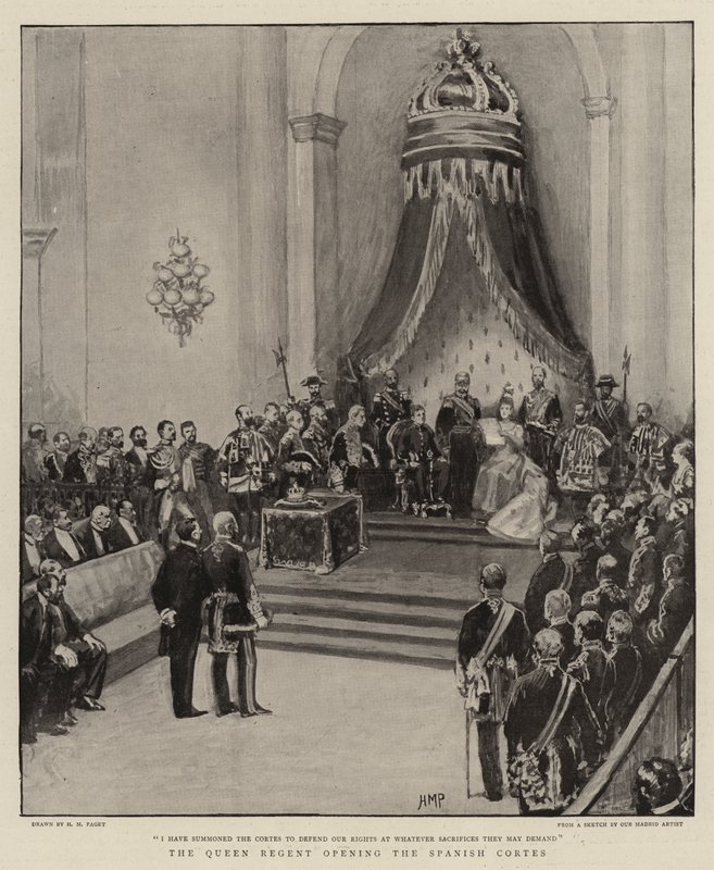 A régens királynő megnyitja a spanyol Cortes-t alkotó: Henry Marriott Paget