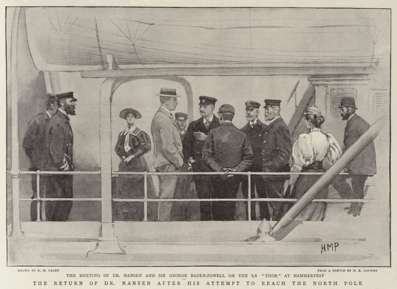 Dr. Nansen visszatérése az Északi-sarkra tett kísérlete után alkotó: Henry Marriott Paget