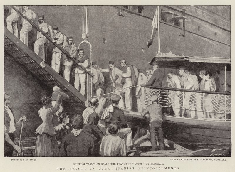 A lázadás Kubában, spanyol megerősítések alkotó: Henry Marriott Paget