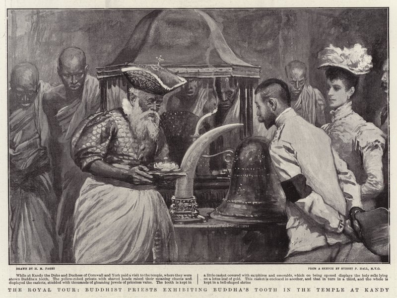 Királyi túra, Buddha fogát kiállító buddhista papok a kandhi templomban alkotó: Henry Marriott Paget