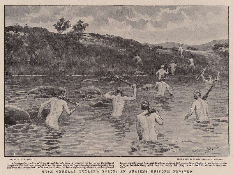Buller tábornok haderejével egy ősi egyenruha éledt újjá... alkotó: Henry Marriott Paget