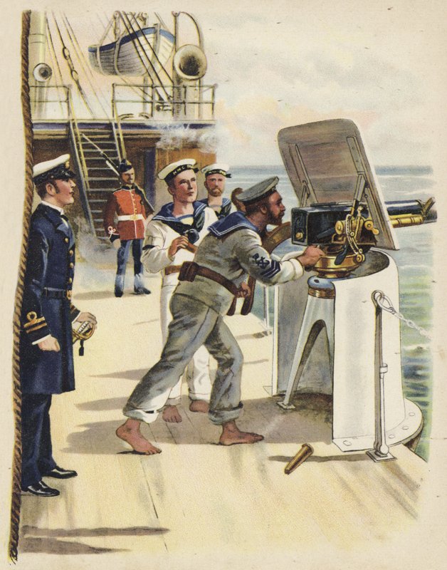 Lövészgyakorlat a haditengerészeti manővereken, 1891 (kromolito) alkotó: Henry Payne