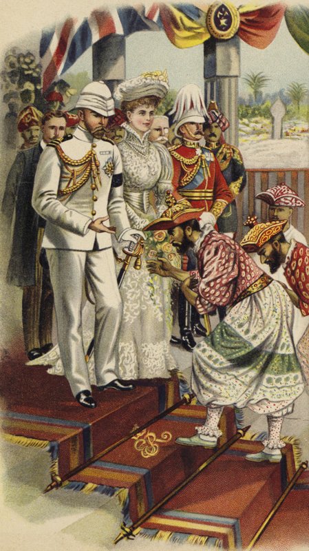 York és Cornwall hercege a Durbarban Kandyban, Ceylonban, 1901 (chromolitho) alkotó: Henry Payne