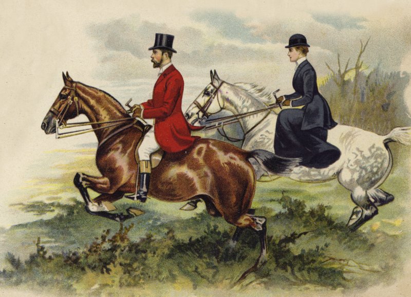 A walesi herceg és hercegnő a vadászmezőn (kromolito) alkotó: Henry Payne