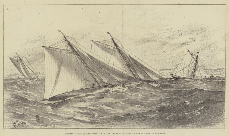 A Prince of Wales Yacht Club nyitómérkőzése, a jachtok a West Blyth bója mellett alkotó: Henry Spernon Tozer