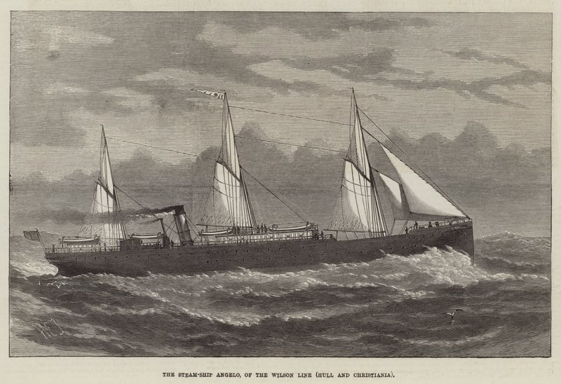 Az Angelo gőzhajó, a Wilson Line (Hull és Christiania) alkotó: Henry Spernon Tozer