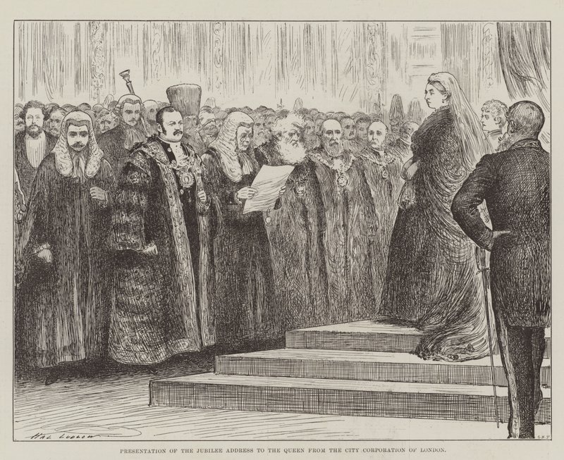 A londoni City Corporation jubileumi beszéde átadása a királynőnek alkotó: Henry Stephen Ludlow
