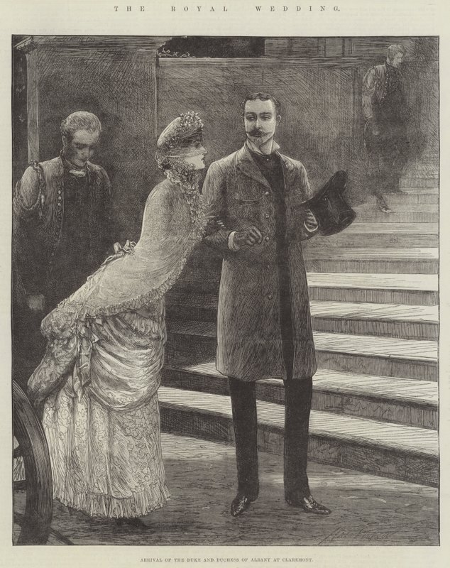 Királyi esküvő, Albany hercegének és hercegnőjének érkezése Claremontba alkotó: Henry Stephen Ludlow