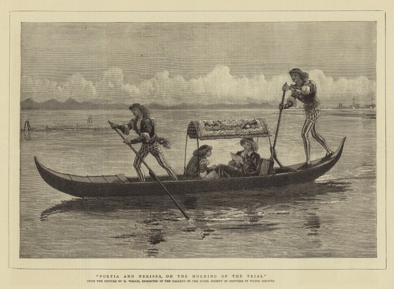 Portia és Nerissa a tárgyalás reggelén alkotó: Henry Wallis