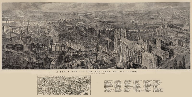 A londoni West End madártávlatából alkotó: Henry William Brewer