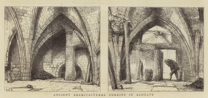 Ősi építészeti emlékek Aldgate-ben alkotó: Henry William Brewer
