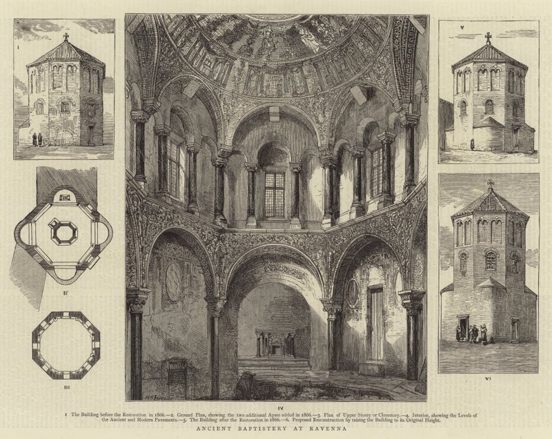 Ősi keresztelőkápolna Ravennában alkotó: Henry William Brewer