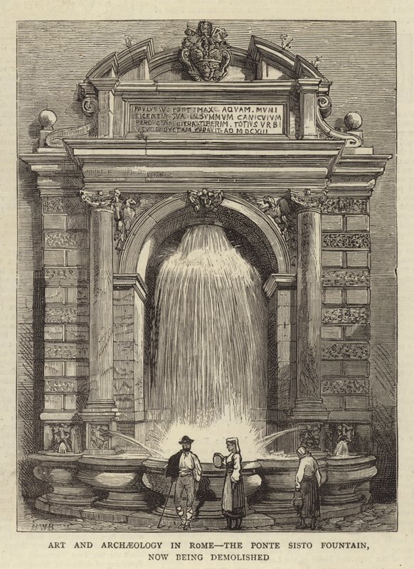 Művészet és régészet Rómában, a Ponte Sisto szökőkút, amelyet most lebontanak alkotó: Henry William Brewer