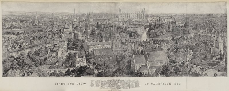 Cambridge madártávlati képe, 1894 alkotó: Henry William Brewer
