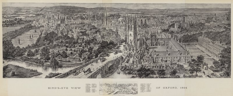 Oxford madártávlati képe, 1894 alkotó: Henry William Brewer
