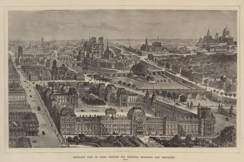 Párizs madártávlatából, a most megsemmisült főépületekkel alkotó: Henry William Brewer