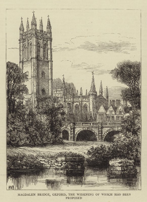 Magdalen Bridge, Oxford, amelynek kiszélesítését javasolták alkotó: Henry William Brewer