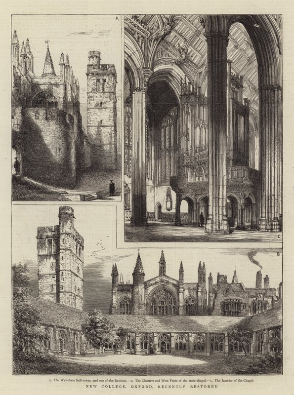 A közelmúltban felújított oxfordi New College alkotó: Henry William Brewer