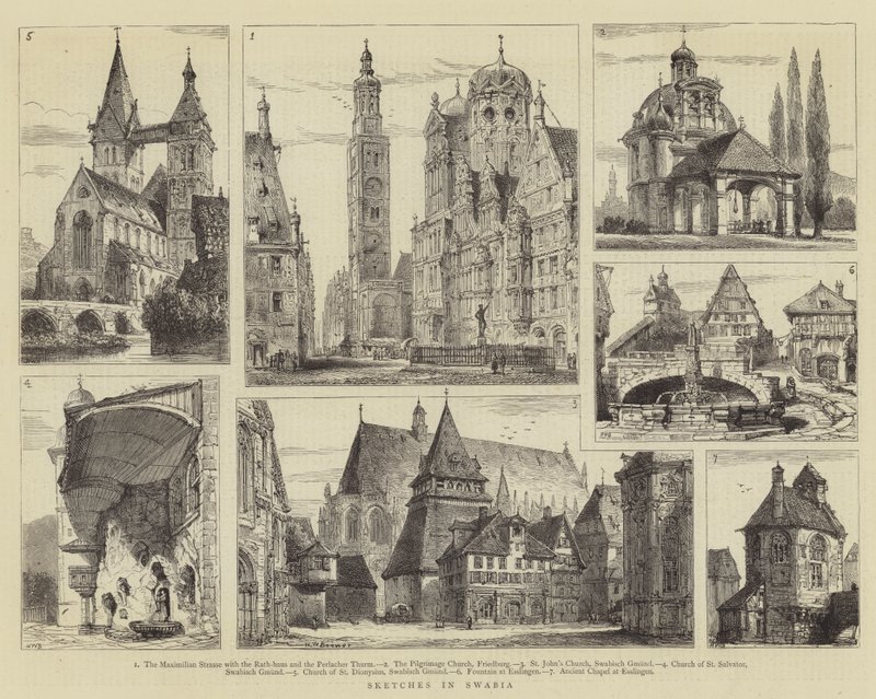 Vázlatok Svábországban alkotó: Henry William Brewer